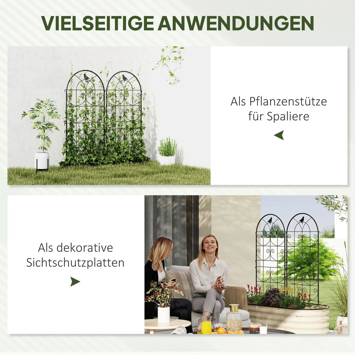 Outsunny Rankgitter 2er Set schwarz B/H/L: ca. 1,3x120x50 cm Rankgitter 2er Set - schwarz (50,00/1,30/120,00cm) - Outsunny