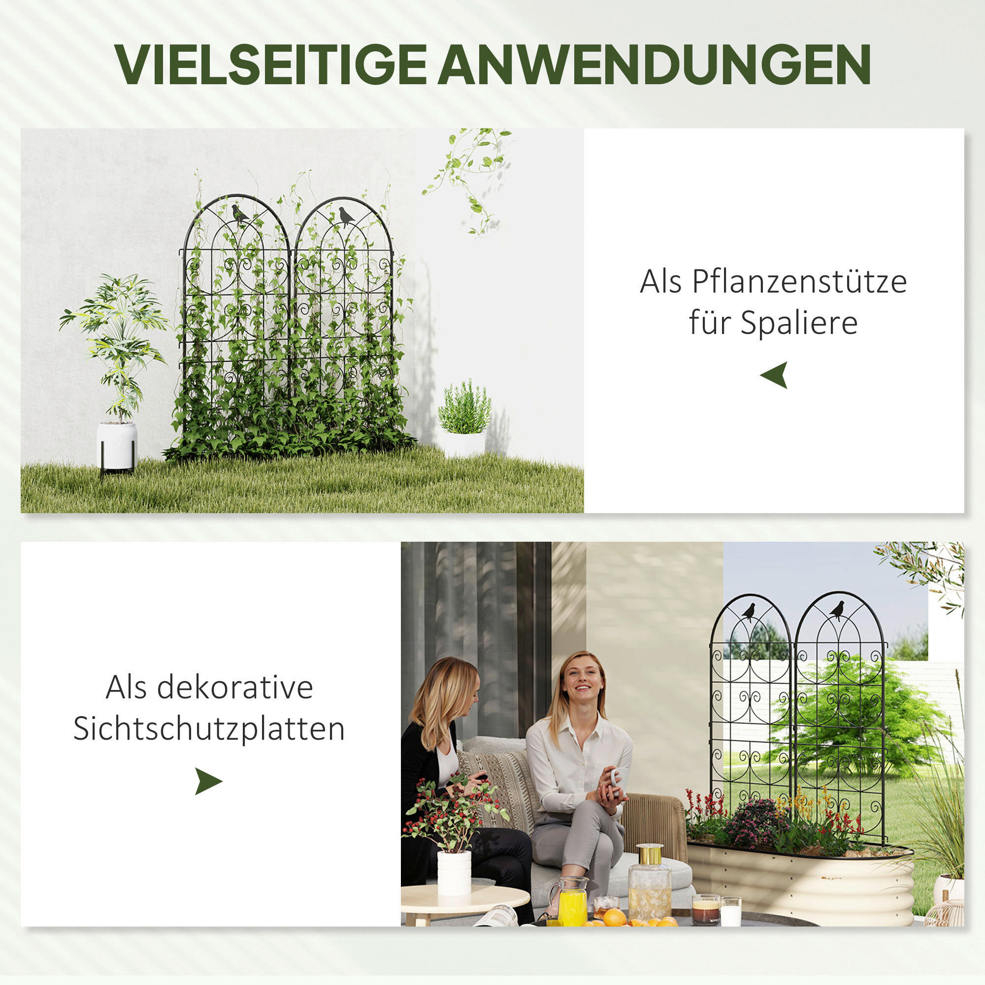Thumbnail - Outsunny Rankgitter 2er Set schwarz B/H/L: ca. 1,3x120x50 cm
