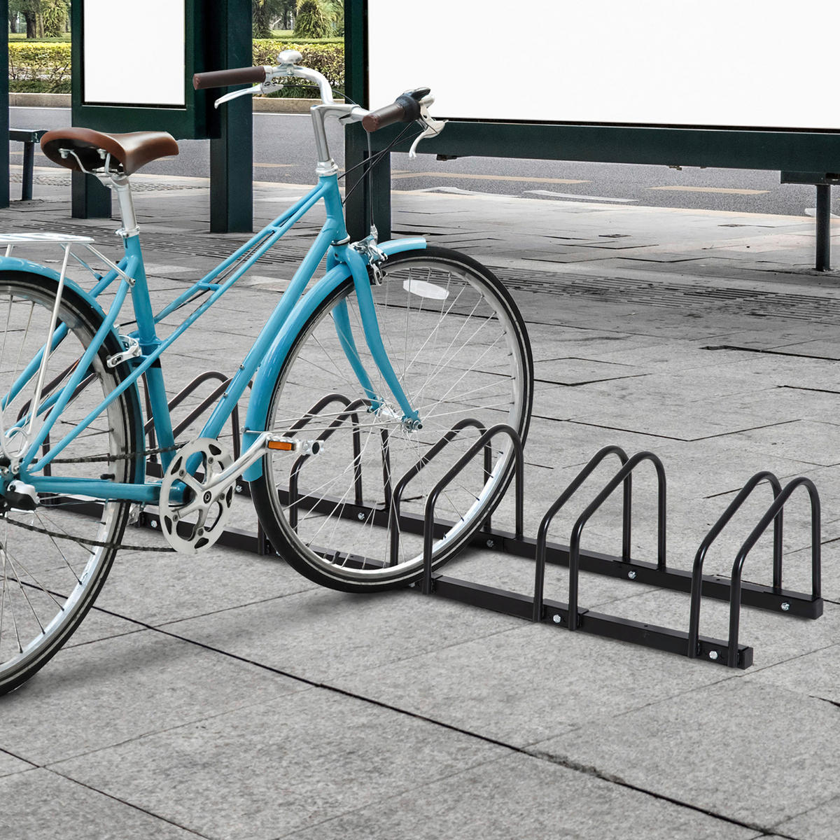 HOMCOM Fahrrad-Zubehör schwarz schwarz B/H/L: ca. 33x179x27 cm Fahrradhalter - schwarz (27,00/33,00/179,00cm) - HOMCOM