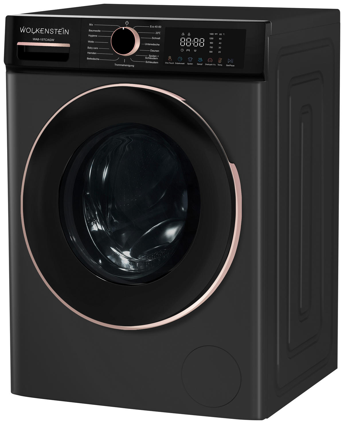 Wolkenstein Waschmaschine WA8-15TCAGW schwarz B/H/T: ca. 60x84,7x52 cm ca. 8 kg Waschmaschine WA8-15TCAGW - schwarz/anthrazit (60,00/84,70/52,00cm) - Wolkenstein