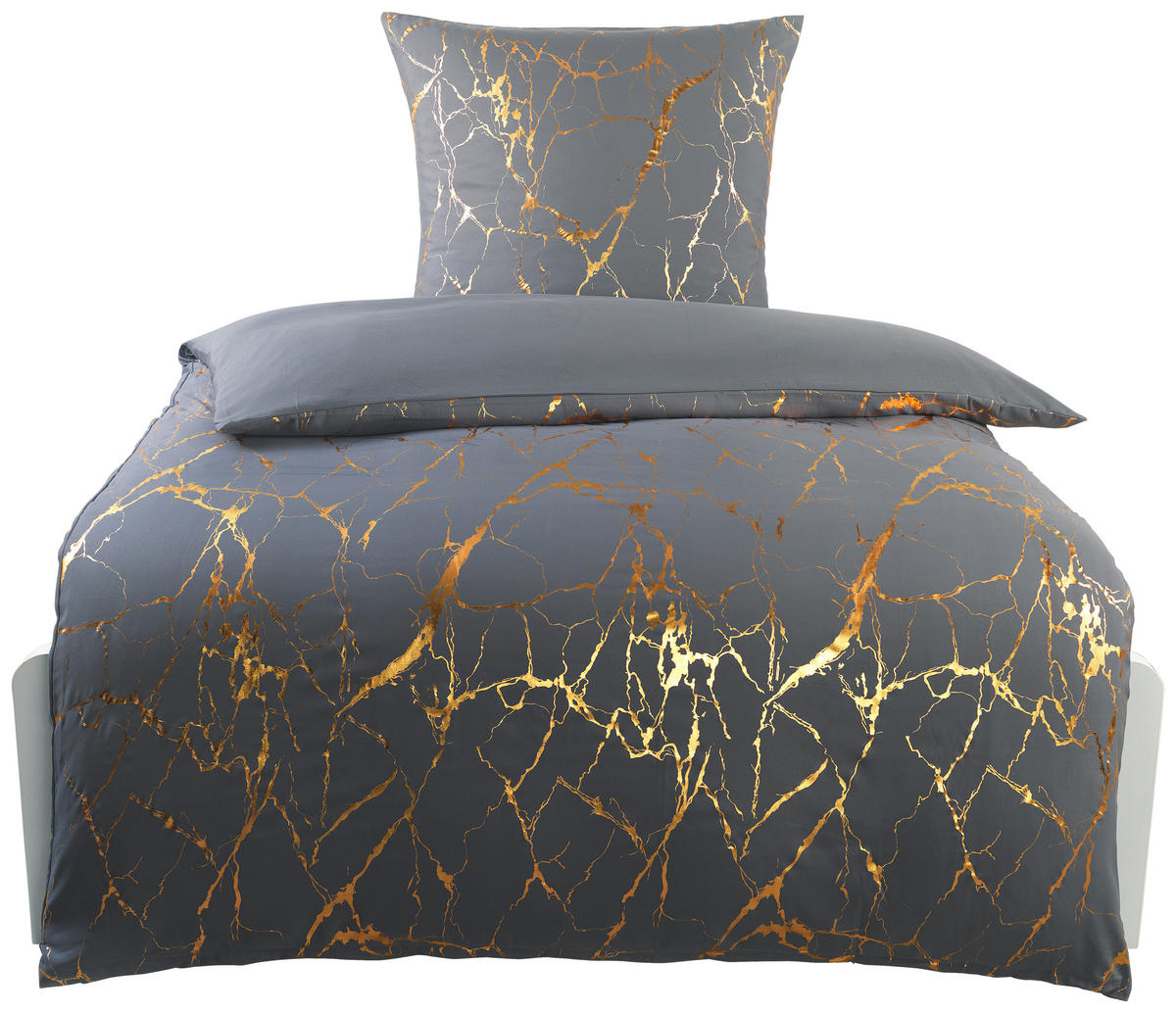 Microfaser Bettwäsche Bettwäsche_Micro_Metallic-Druck - gold/taubengrau (135,00/200,00cm)