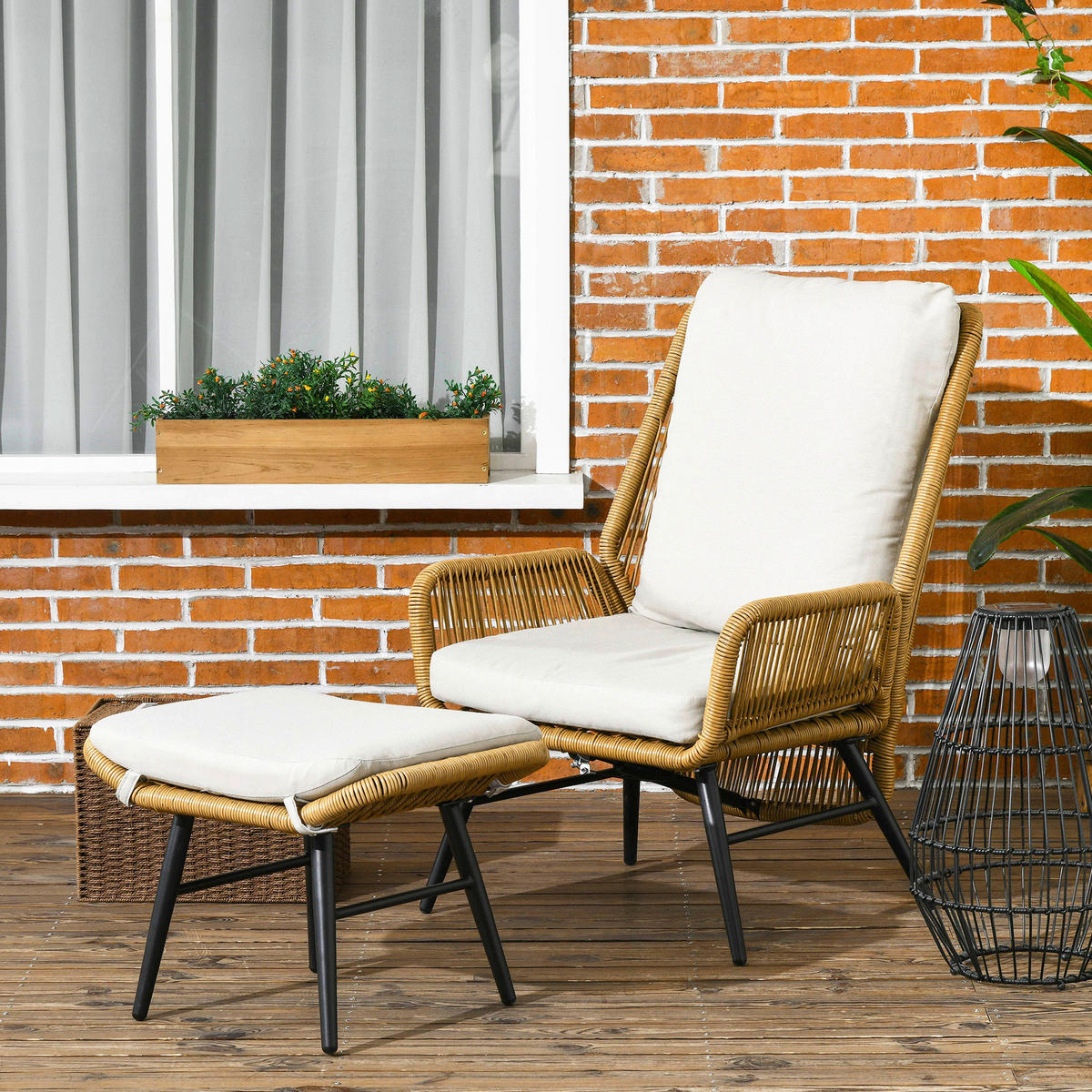 Outsunny Gartensessel natur Polyester B/H/L: ca. 83x94x67 cm Gartensessel - natur (67,00/83,00/94,00cm) - Outsunny