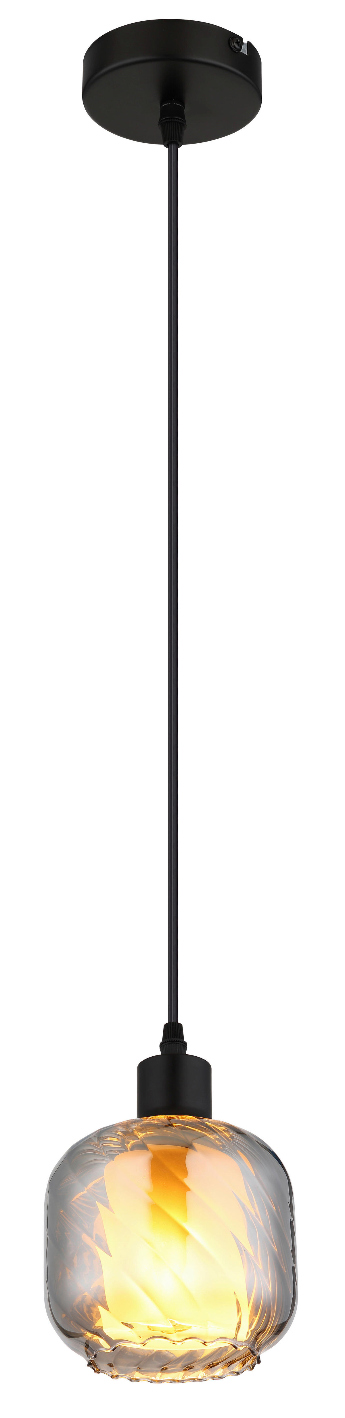 GLOBO Pendelleuchte Rauch mattschwarz Metall Glas H/D: ca. 120x14 cm E27 1 Brennstellen Xia - mattschwarz/Rauch (14,00/120,00cm) - GLOBO