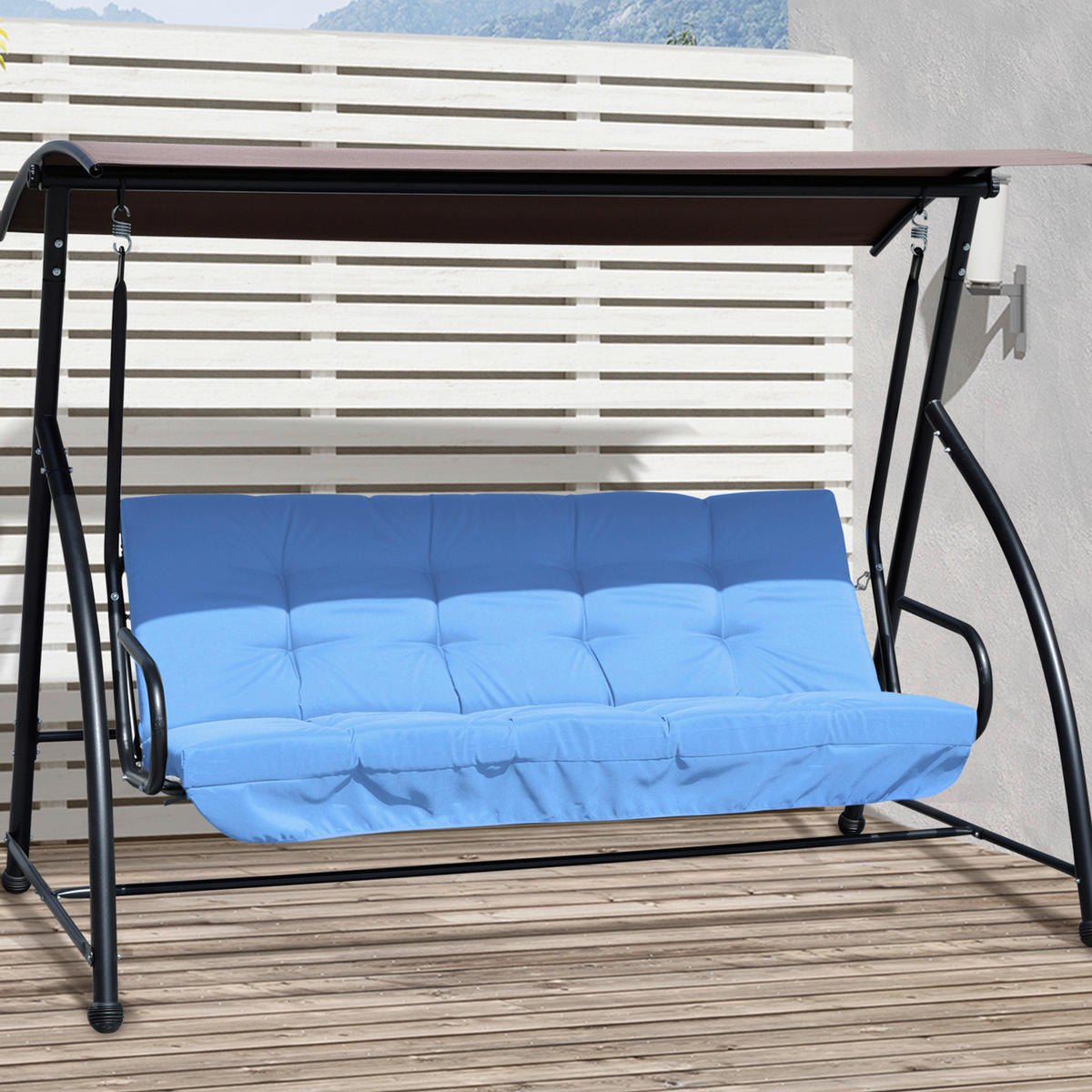 Outsunny Sitzkissen blau Polyester B/H/L: ca. 100x8x170 cm Sitzkissen - blau (170,00/100,00/8,00cm) - Outsunny