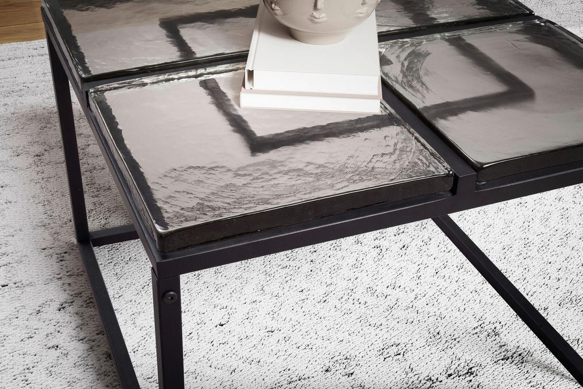 Couchtisch klar schwarz B/H/T: ca. 58x43,5x58 cm Couchtisch - klar/schwarz (58,00/43,50/58,00cm) - Wohnling