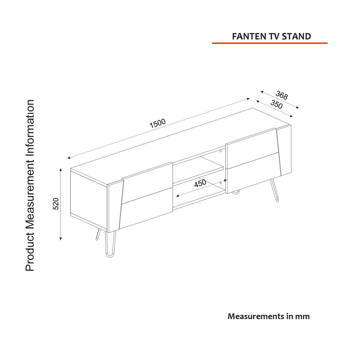 TV-Lowboard Fanten Safir Marmoroptik anthrazit B/H/T: ca. 150x52x36,8 cm Fanten - Marmoroptik/anthrazit (150,00/52,00/36,80cm) - moebel17