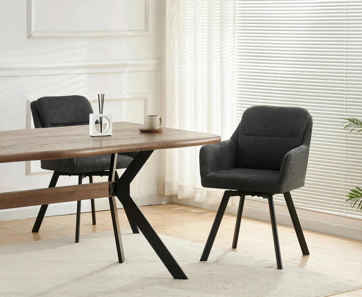 Stuhl SOPHIE, 2er Set anthrazit schwarz B/H/T: ca. 53x87x62 cm SOPHIE, 2er Set - schwarz/anthrazit (53,00/87,00/62,00cm) - xonox.home