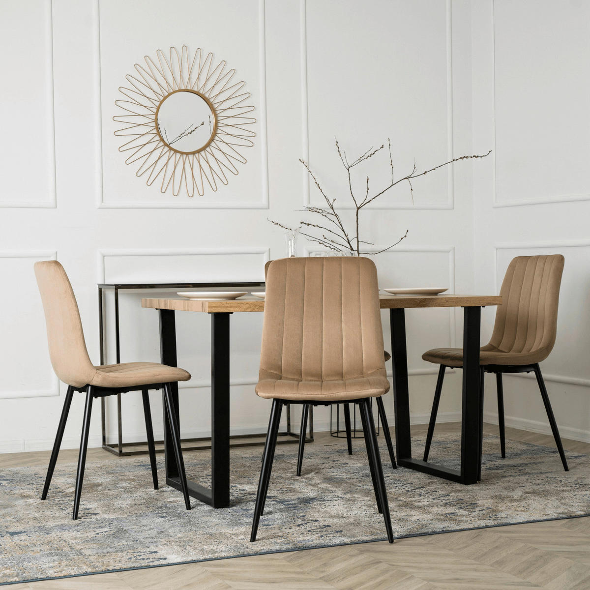 Stuhl IBIS beige Velourstoff B/H/T: ca. 43x90,5x50 cm IBIS - beige (43,00/90,50/50,00cm) - WIPMEB