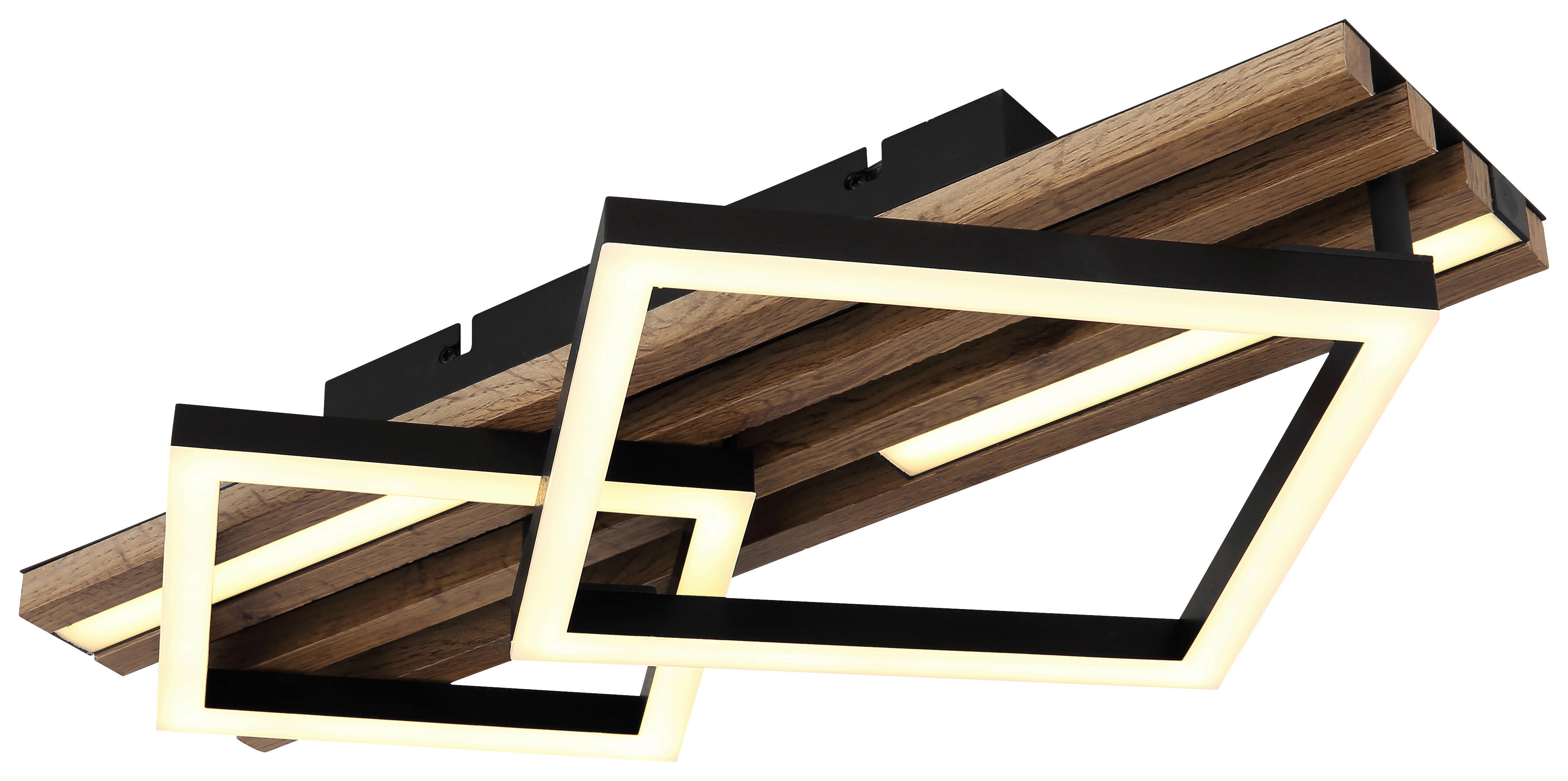 GLOBO LED-Deckenleuchte OBRIEN 67344D1 mattschwarz Opal Kunststoff Metall MDF B/H/L: ca. 47,5x9,5x31 cm 1 Brennstellen OBRIEN - Opal/mattschwarz (31,00/47,50/9,50cm) - GLOBO