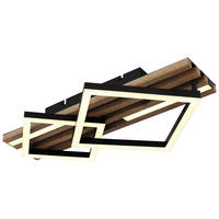 GLOBO LED-Deckenleuchte OBRIEN 67344D1 mattschwarz Opal Kunststoff Metall MDF B/H/L: ca. 47,5x9,5x31 cm 1 Brennstellen OBRIEN - Opal/mattschwarz (31,00/47,50/9,50cm) - GLOBO