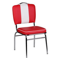 Stuhl rot weiß Chrom Kunstleder Kunstleder Metall B/H/T: ca. 47x90x45 cm American Diner Esszimmerstuhl - weiß/rot (47,00/90,00/45,00cm) - Wohnling