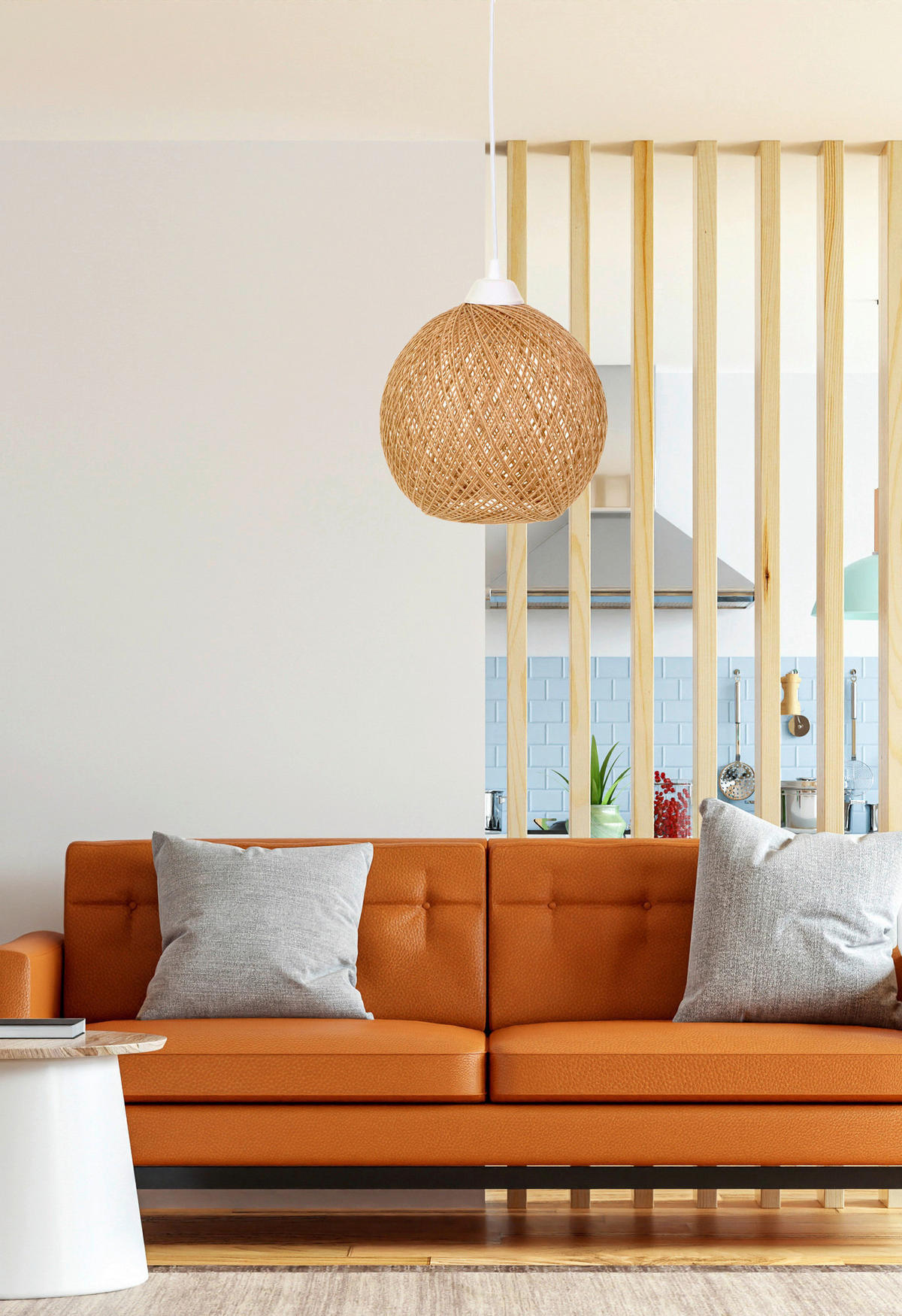 Opviq Pendelleuchte ecru braun B/H/T/L: ca. 22x55x24x22 cm E27 1 Brennstellen Pendelleuchte_190-JE - braun/ecru (22,00/22,00/55,00cm) - Opviq