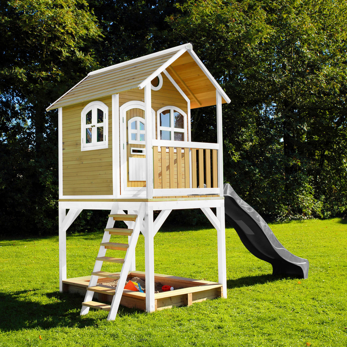 AXI Spielhaus Sarah braun B/H/L: ca. 370x291x191 cm Sarah - braun/weiß (191,00/370,00/291,00cm) - AXI