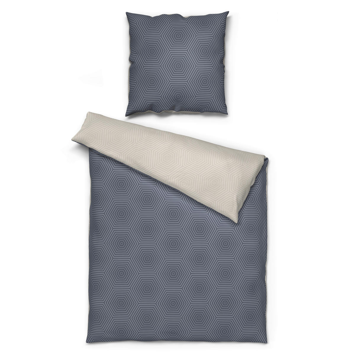 Baumwoll Wende Bettwäsche Renforce Wendebettwäsche_Renforce_Sechseck - creme/anthrazit (135,00/200,00cm) - Dobnig