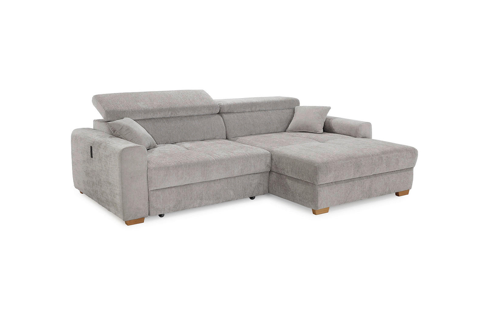 Ecksofa hellgrau Flachgewebe B/H/T: ca. 277x109x187 cm Slider_Ecksofa - Eiche/hellgrau (277,00/109,00/187,00cm)