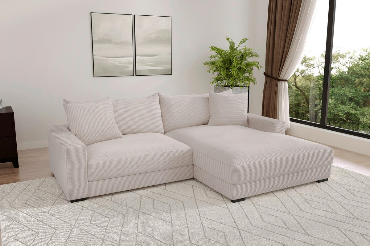 Ecksofa beige-grau Microfaser B/H/T: ca. 261x83x180 cm Jack_3S.REC_Ecksofa - beige-grau/schwarz (261,00/83,00/180,00cm)