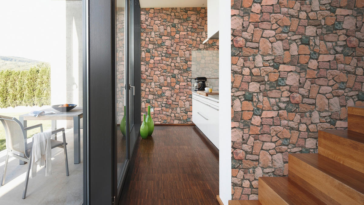 Papiertapete Steinoptik bunt B/L: ca. 53x1005 cm Papiertapete_6924-12 - bunt (53,00/1005,00cm)