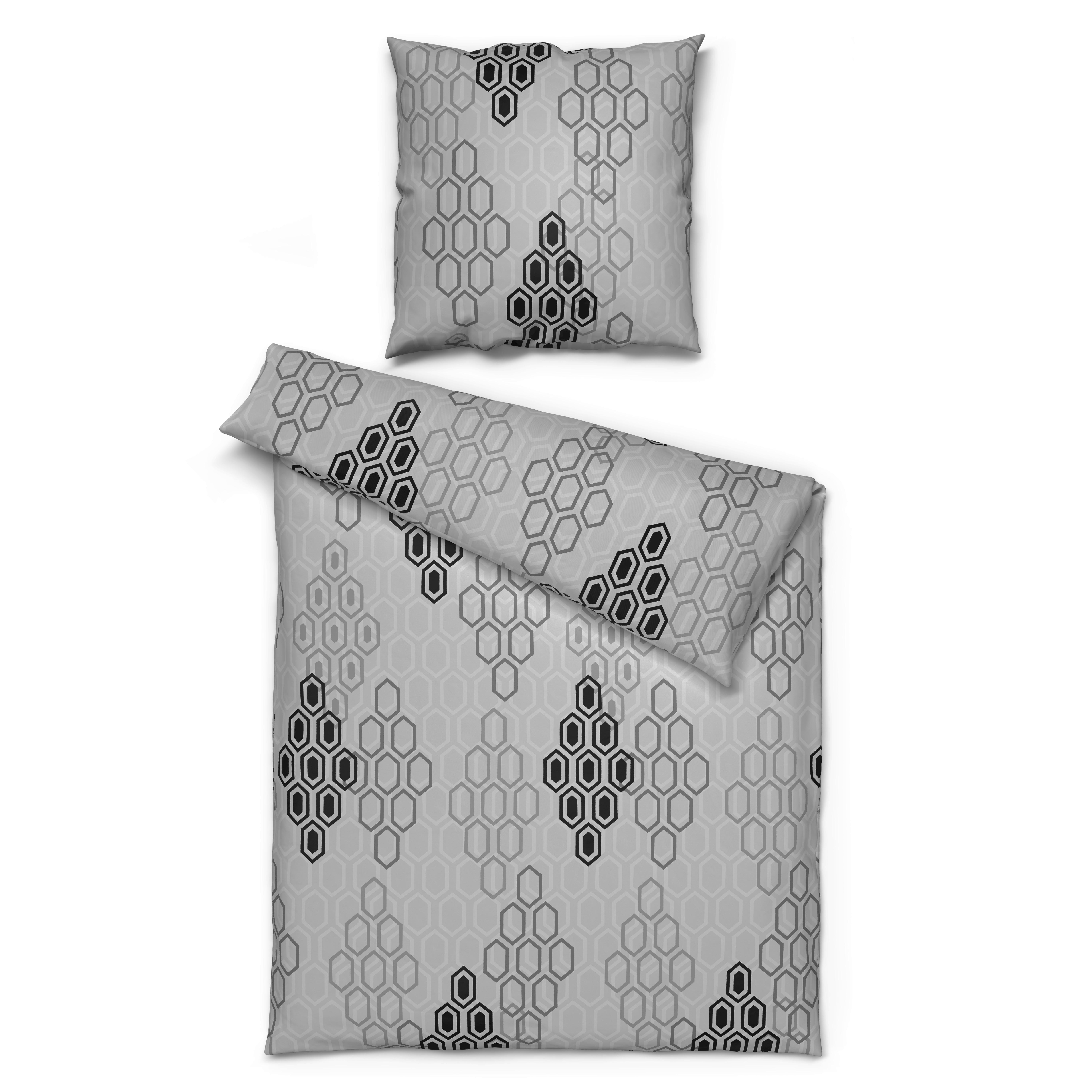 Baumwoll Bettwäsche Cotton touch Bettwäsche_Cotton-Touch-Wabe - schwarz/grau (135,00/200,00cm) - Sensation