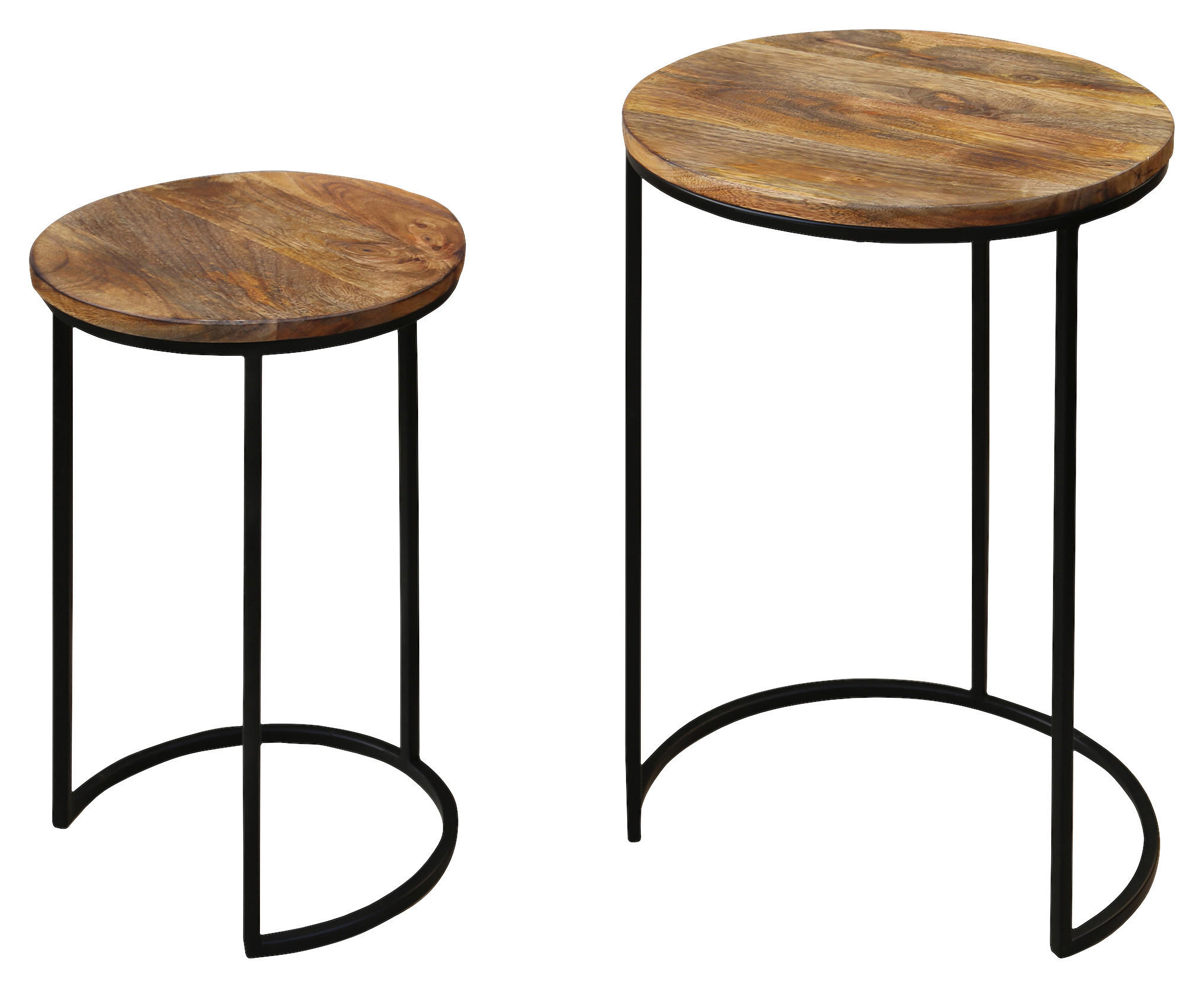 Beistelltisch JARON natur schwarz Echtholz Metall JARON - natur/schwarz - byLIVING