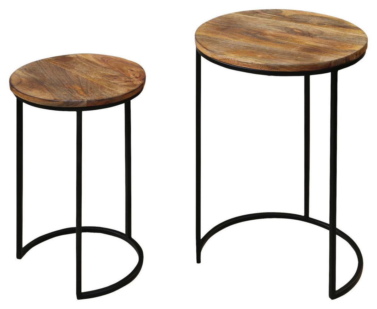 Beistelltisch JARON natur schwarz Echtholz Metall JARON - natur/schwarz - byLIVING