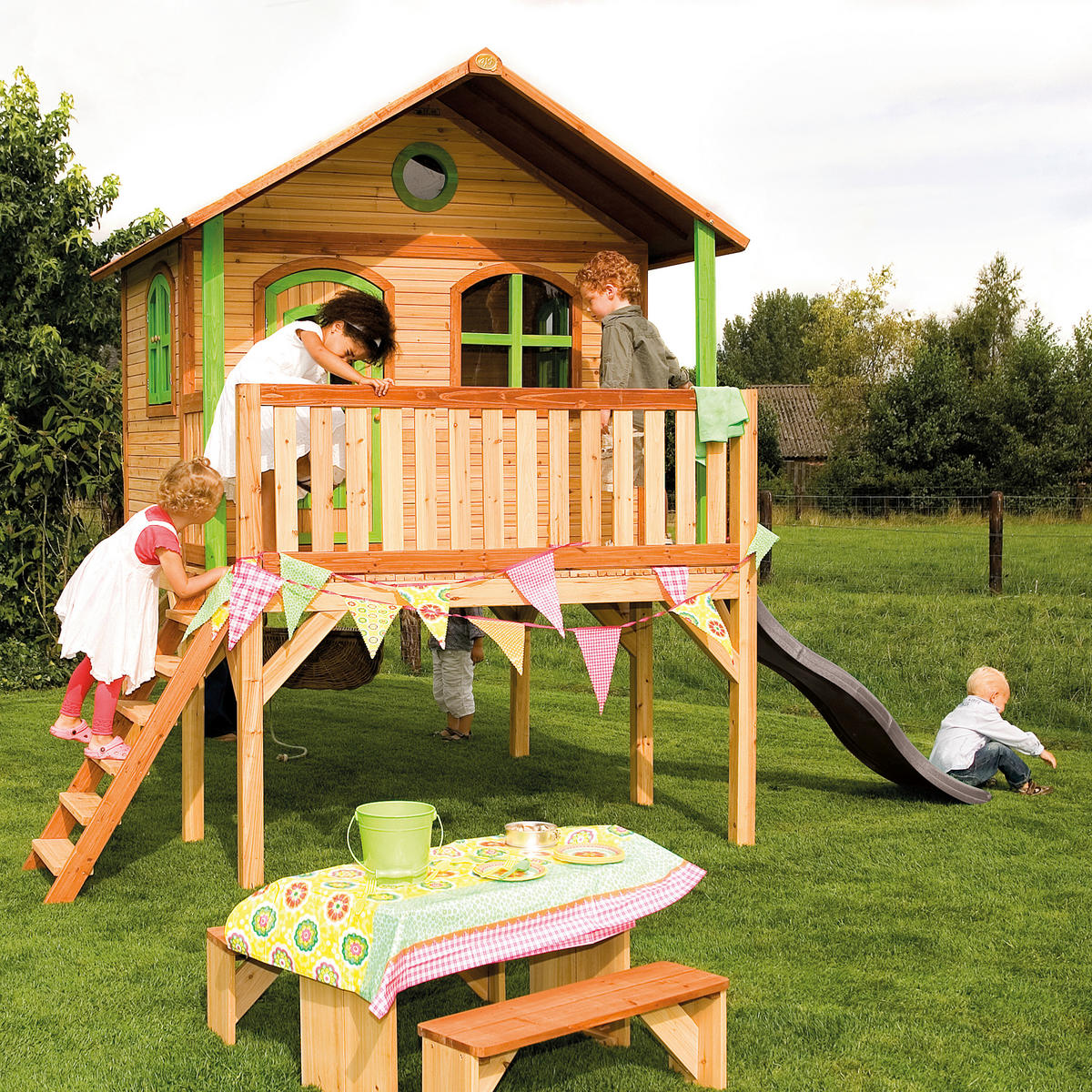 AXI Spielhaus Sophie grün B/H/L: ca. 380x274x212 cm Sophie - braun/grün (212,00/380,00/274,00cm) - AXI