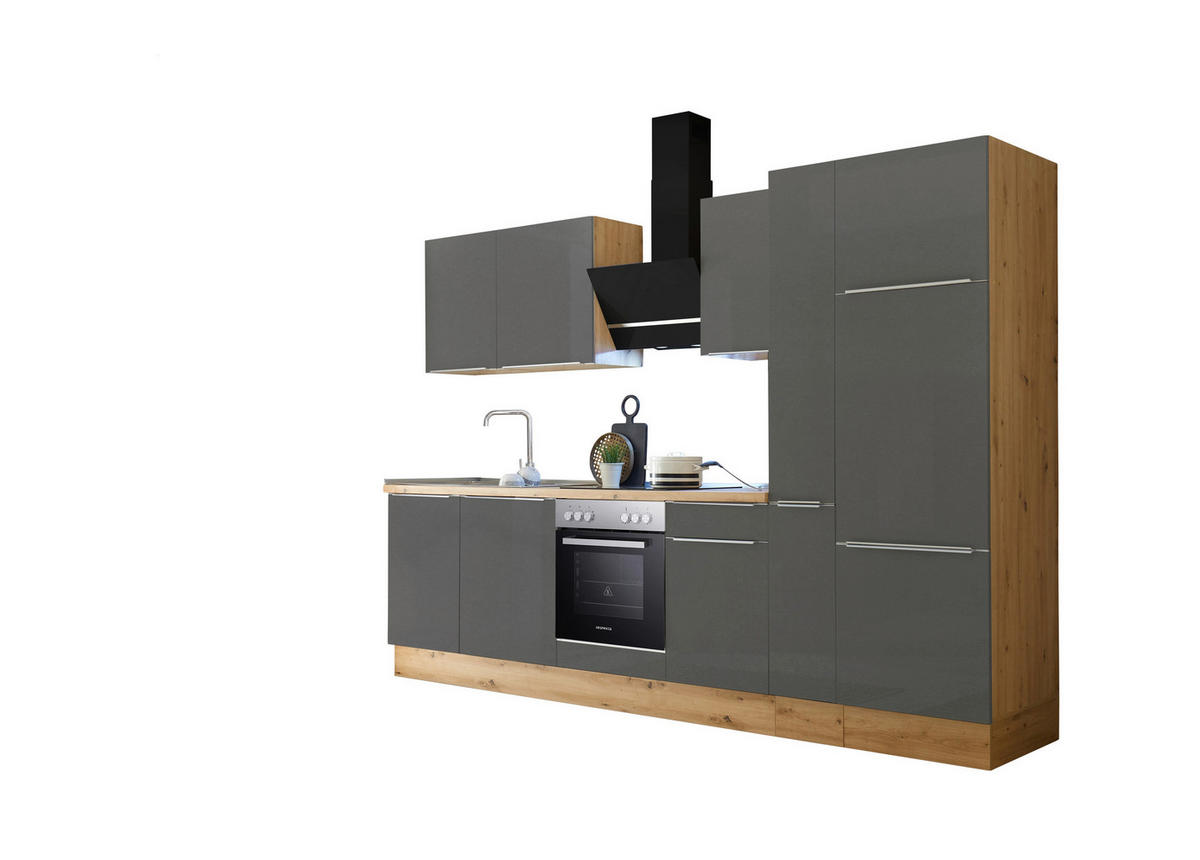 Respekta Küchenblock Marleen grau matt B/H/T: ca. 310x211x60 cm Marleen - Eiche/Alu (310,00/211,00/60,00cm) - Respekta
