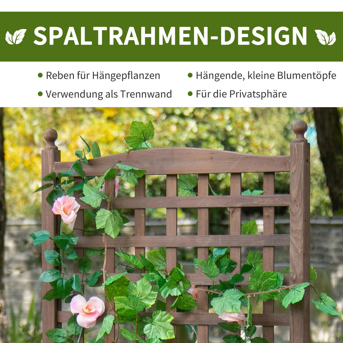 Outsunny Pflanzkasten braun Holz B/H/L: ca. 28x120x64 cm Rankkasten 845-463 - braun (64,00/28,00/120,00cm) - Outsunny