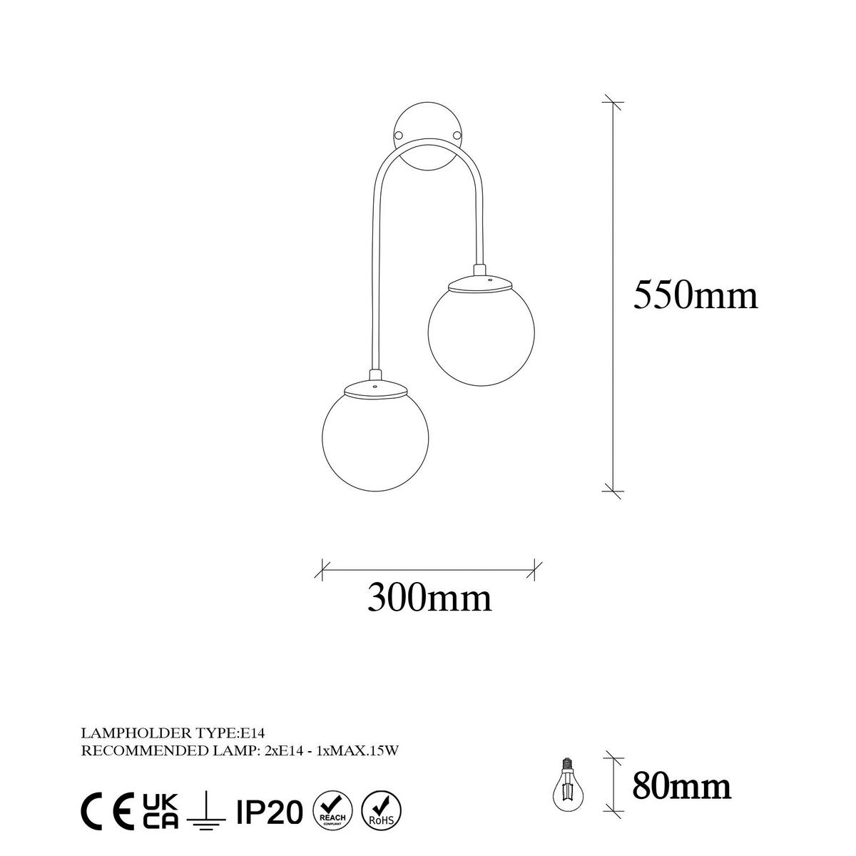 Opviq Wandleuchte gold Metall Glas B/H/L: ca. 24x55x30 cm E14 2 Brennstellen Jewel - gold (30,00/24,00/55,00cm) - Opviq
