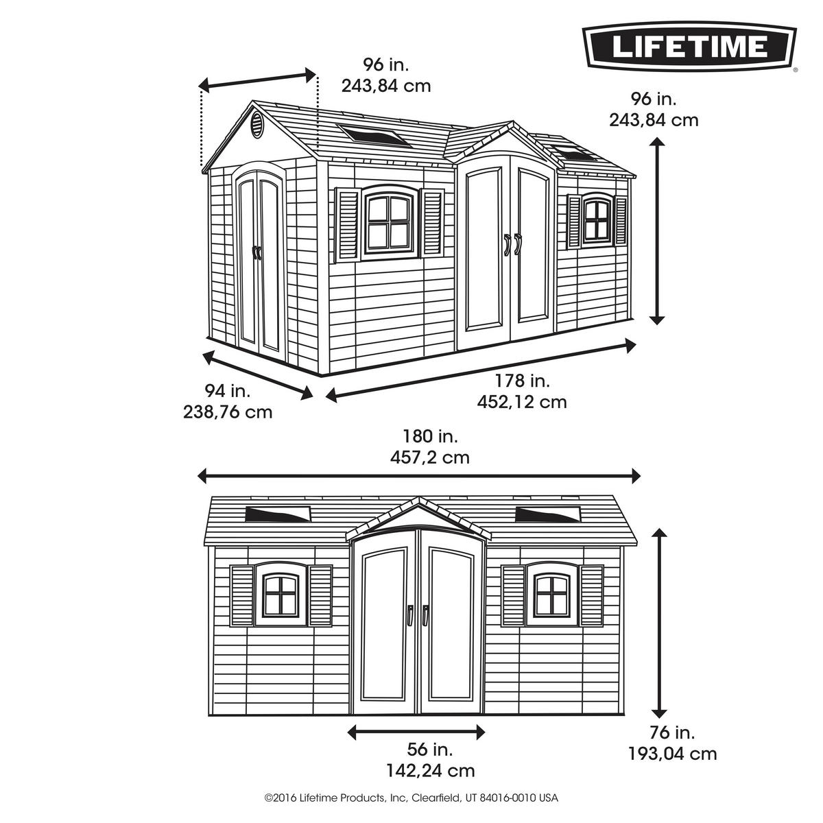 Lifetime Gerätehaus Residenz hellgrau B/H/L: ca. 457,2x243,84x243,84 cm Residenz - hellgrau (243,84/457,20/243,84cm) - Lifetime