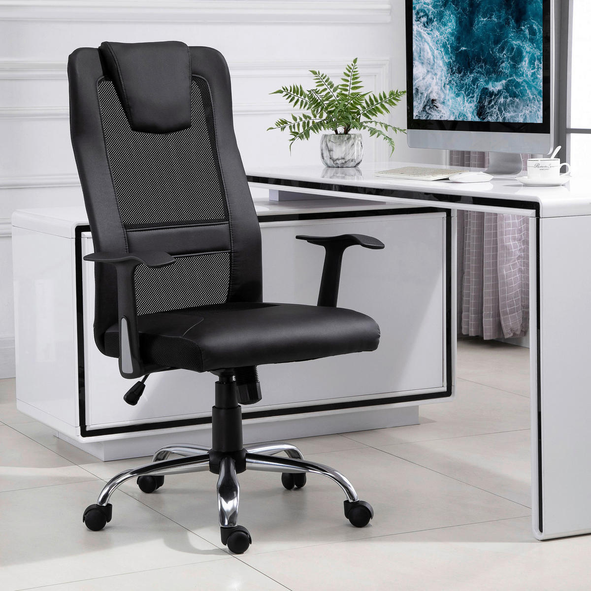 Drehstuhl 921-141BK schwarz 921-141BK - schwarz (66,00/108,00/73,00cm) - Vinsetto