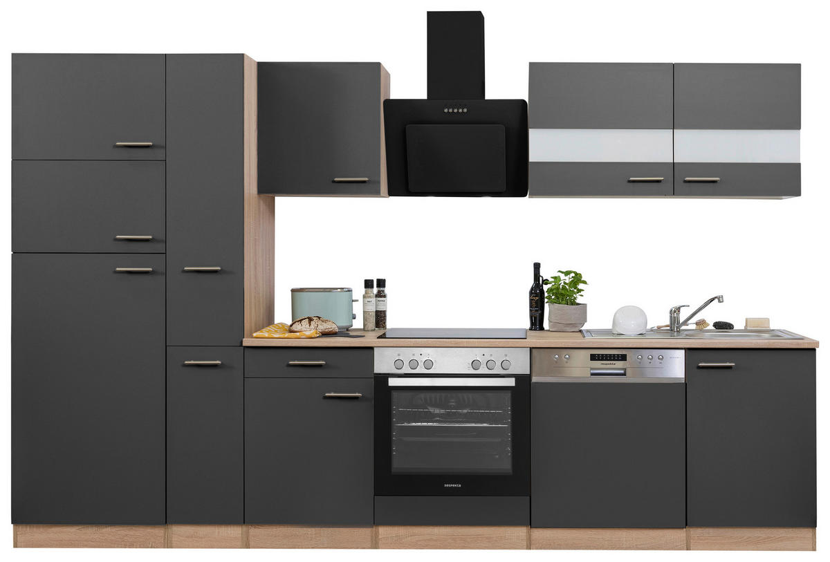 Respekta Küchenblock Economy grau matt B/H/T: ca. 310x200x60 cm Economy - Eiche/grau (310,00/200,00/60,00cm) - Respekta