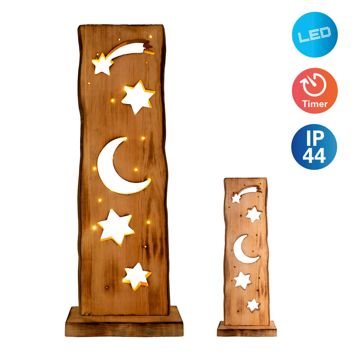 Näve Leuchten LED-Dekoleuchte LED-Holz-Dekoleuchte Mond/Sterne - natur (2,50/60,00/16,00cm) - Näve Leuchten