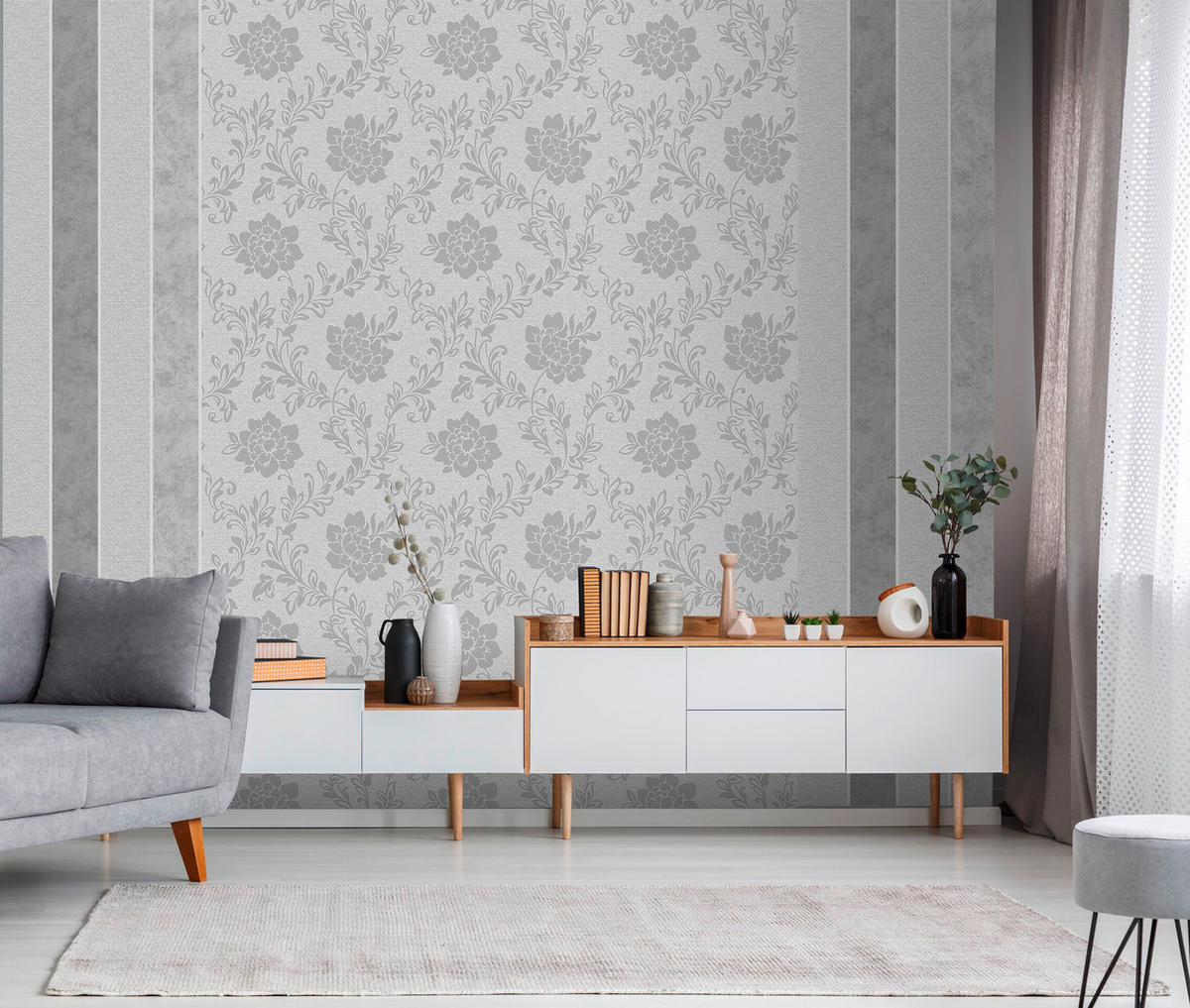 Vinyltapete Streifen grau dunkelgrau B/L: ca. 53x1005 cm Vinyltapete_A74709 - dunkelgrau/grau (53,00/1005,00cm)
