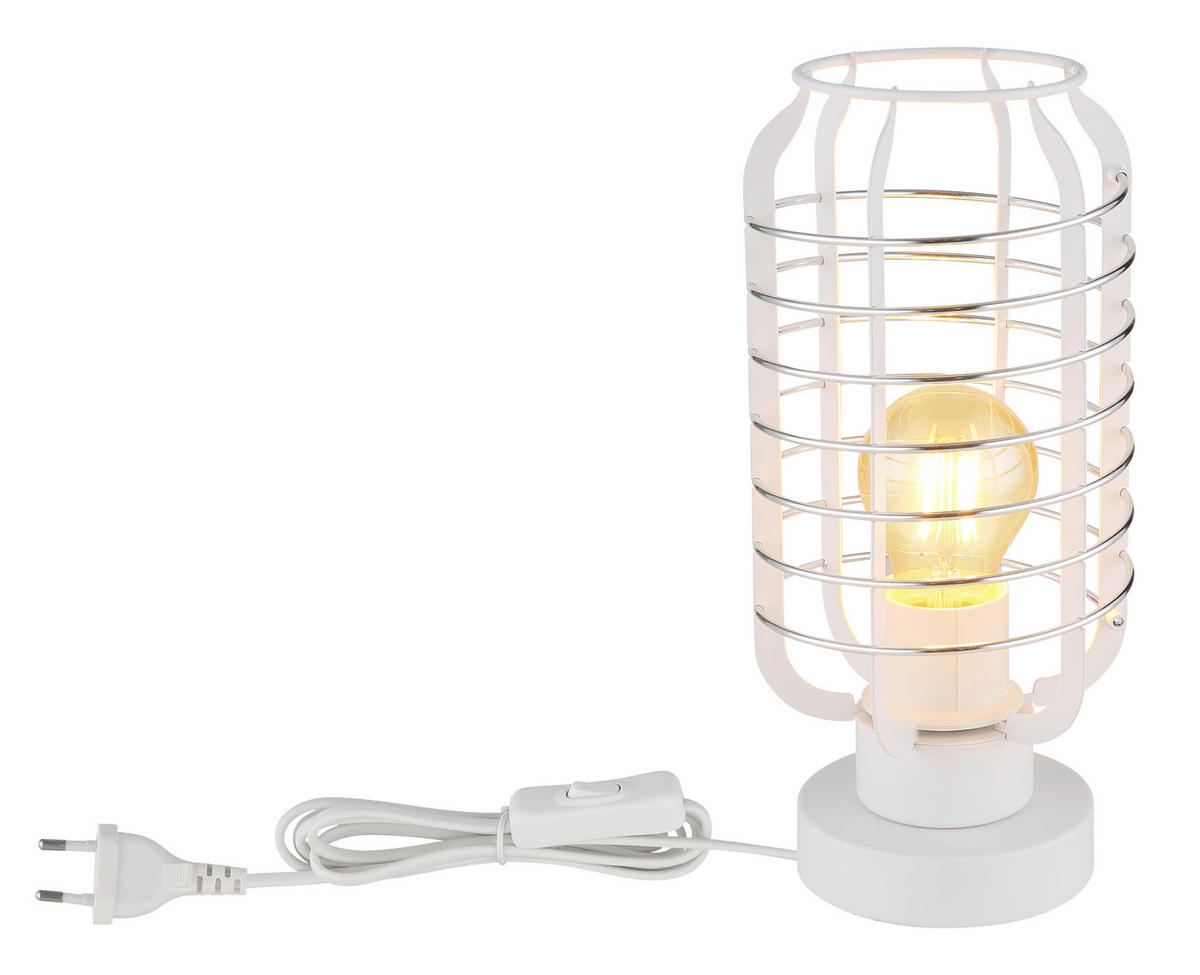 GLOBO Tischleuchte Chrom weiß Aluminium Metall B/H/L: ca. 18x19x33 cm E27 1 Brennstellen Tischleuchte-Nesa - weiß/Chrom (33,00/18,00/19,00cm) - GLOBO