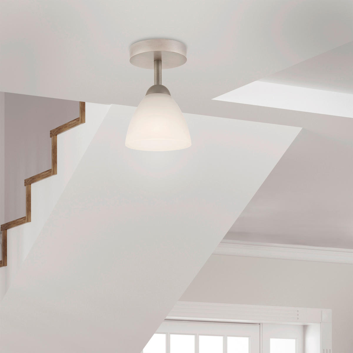 Lamkur Deckenleuchte weiß buche Holz Stahl Glas B/H/L: ca. 20x14x30 cm 1 Brennstellen Adriano - weiß/buche (30,00/20,00/14,00cm) - Lamkur