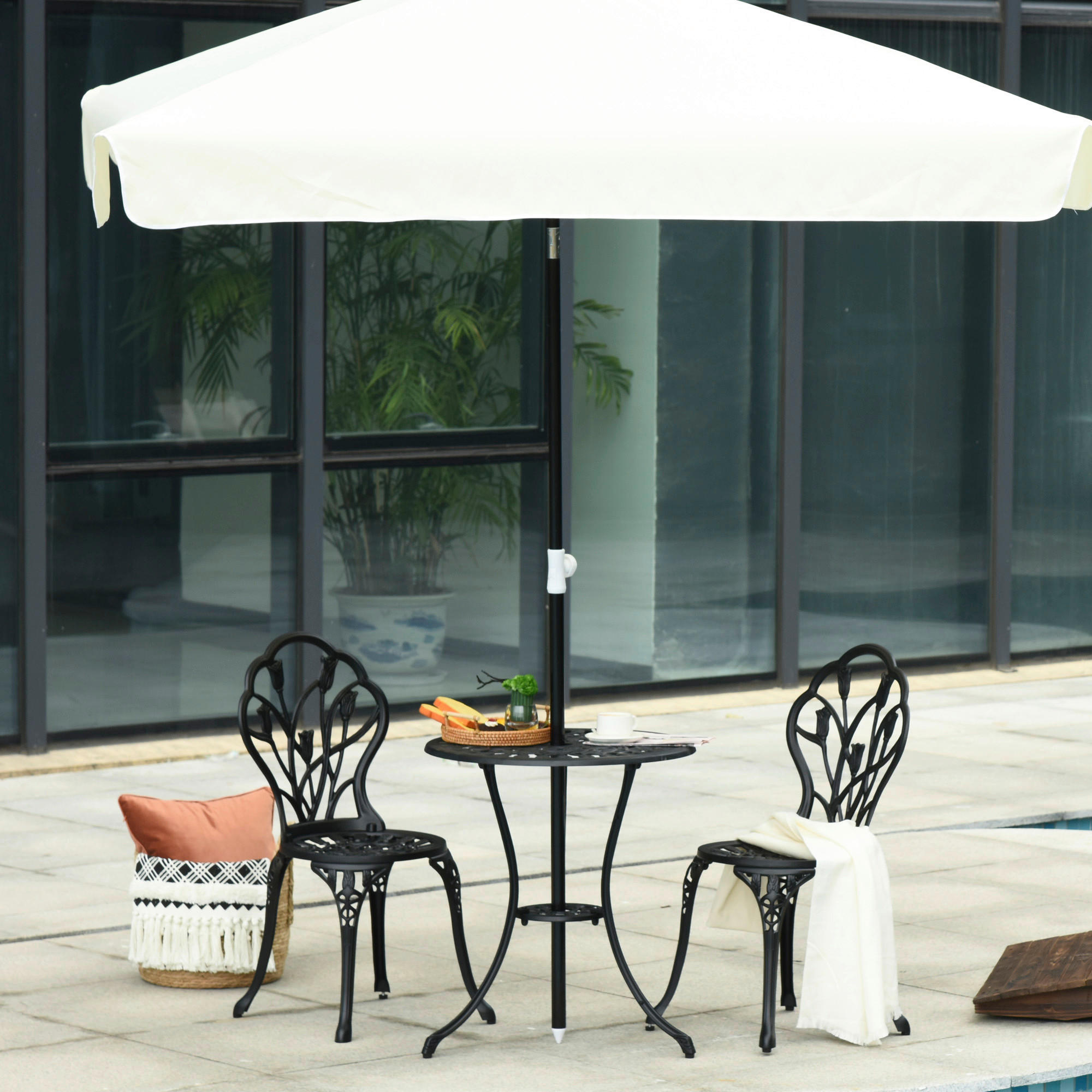 Outsunny Bistro-Set schwarz Aluminium B/...