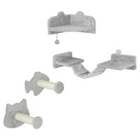 PawHut Katzen Kletterwand Set hellgrau Plüsch B/H/L: ca. 26x12,5x90 cm Katzen Kletterwand Set - hellgrau (90,00/26,00/12,50cm) - PawHut