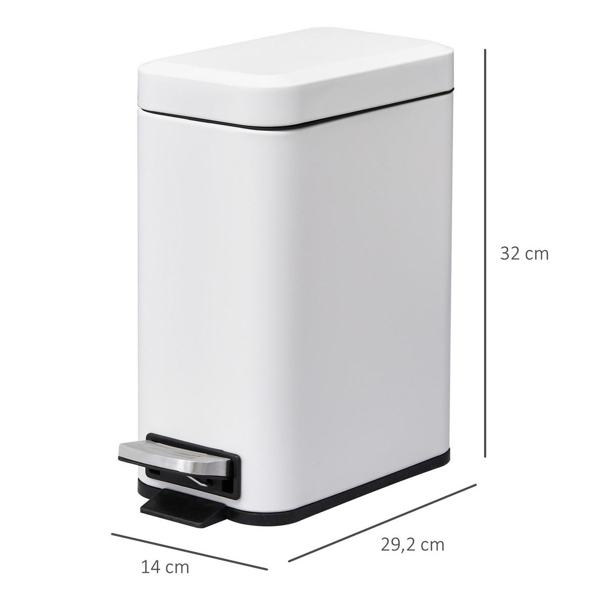 HOMCOM Mülleimer weiß B/H/L: ca. 14x29,2x32 cm Mülleimer - weiß (32,00/14,00/29,20cm) - HOMCOM