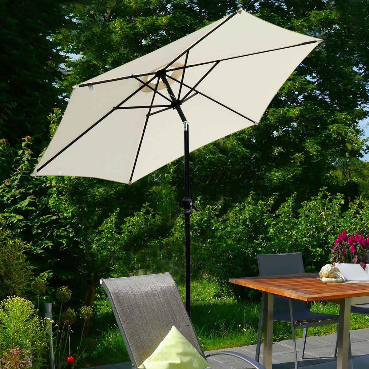 Outsunny Sonnenschirm beige Aluminium B/H/L/S/D: ca. 260x235x260x3,8x270 cm Sonnenschirm - beige (260,00/260,00/235,00cm) - Outsunny