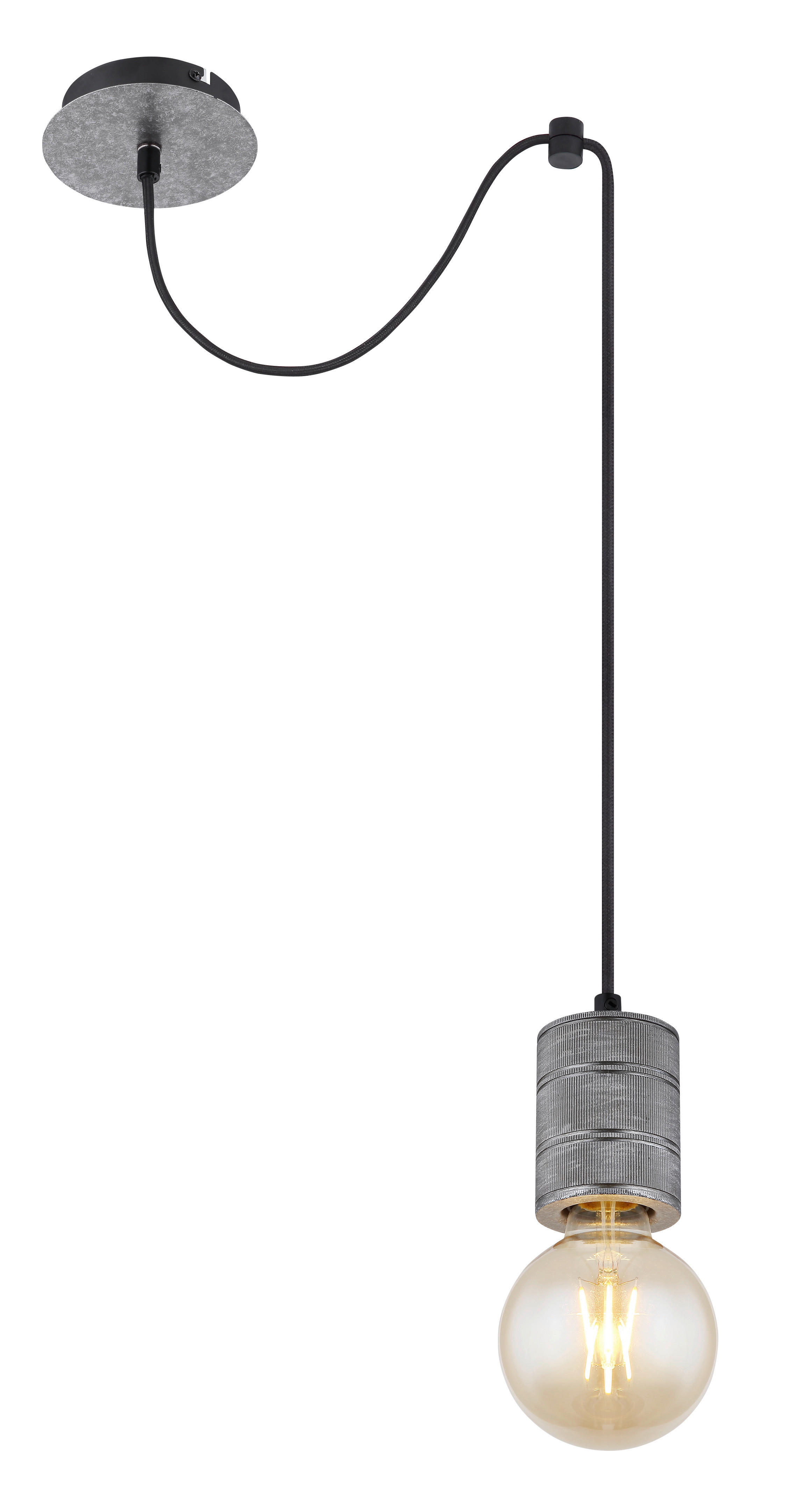 GLOBO Pendelleuchte silber Metall H/D: ca. 160x12 cm E27 1 Brennstellen FREDDY - silber (12,00/160,00cm) - GLOBO