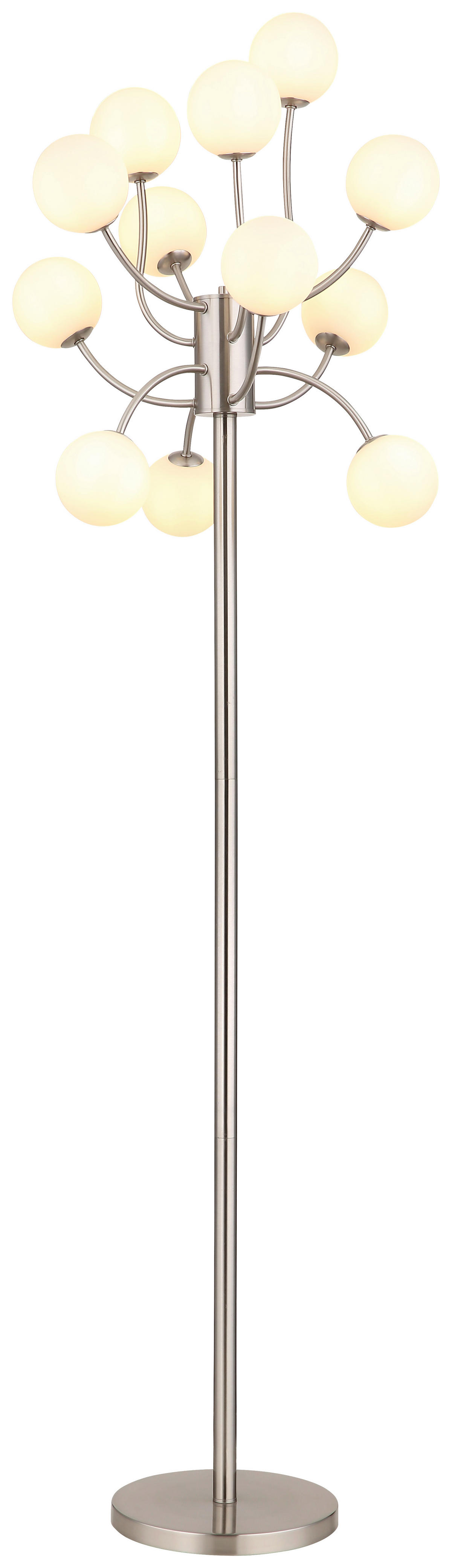 GLOBO Stehleuchte schwarz nickel matt Opal Metall Glas Kunststoff H/D: ca. 200x62 cm G9 12 Brennstellen RIHA - nickel matt/schwarz (62,00/200,00cm) - GLOBO