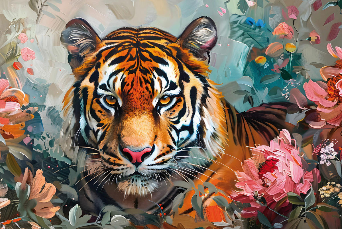 Keilrahmenbild Tiger B/H: ca. 90x60 cm Keilrahmenbild 60x90 cm - (90,00/60,00cm)