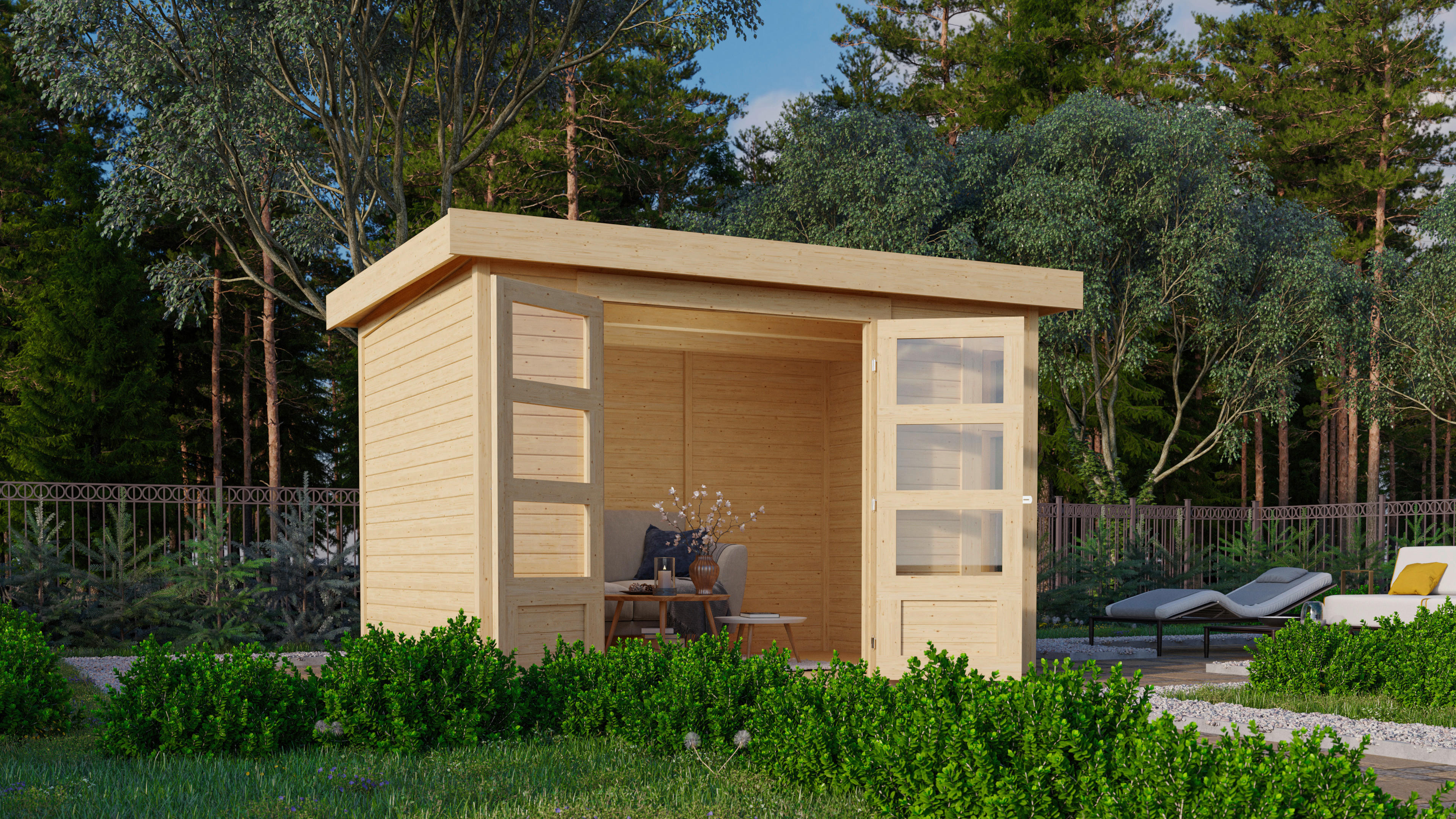 Karibu Gartenhaus Felipo 2 natur B/H/T: ca. 302x217x211 cm Felipo 2 - natur (302,00/217,00/211,00cm) - Karibu