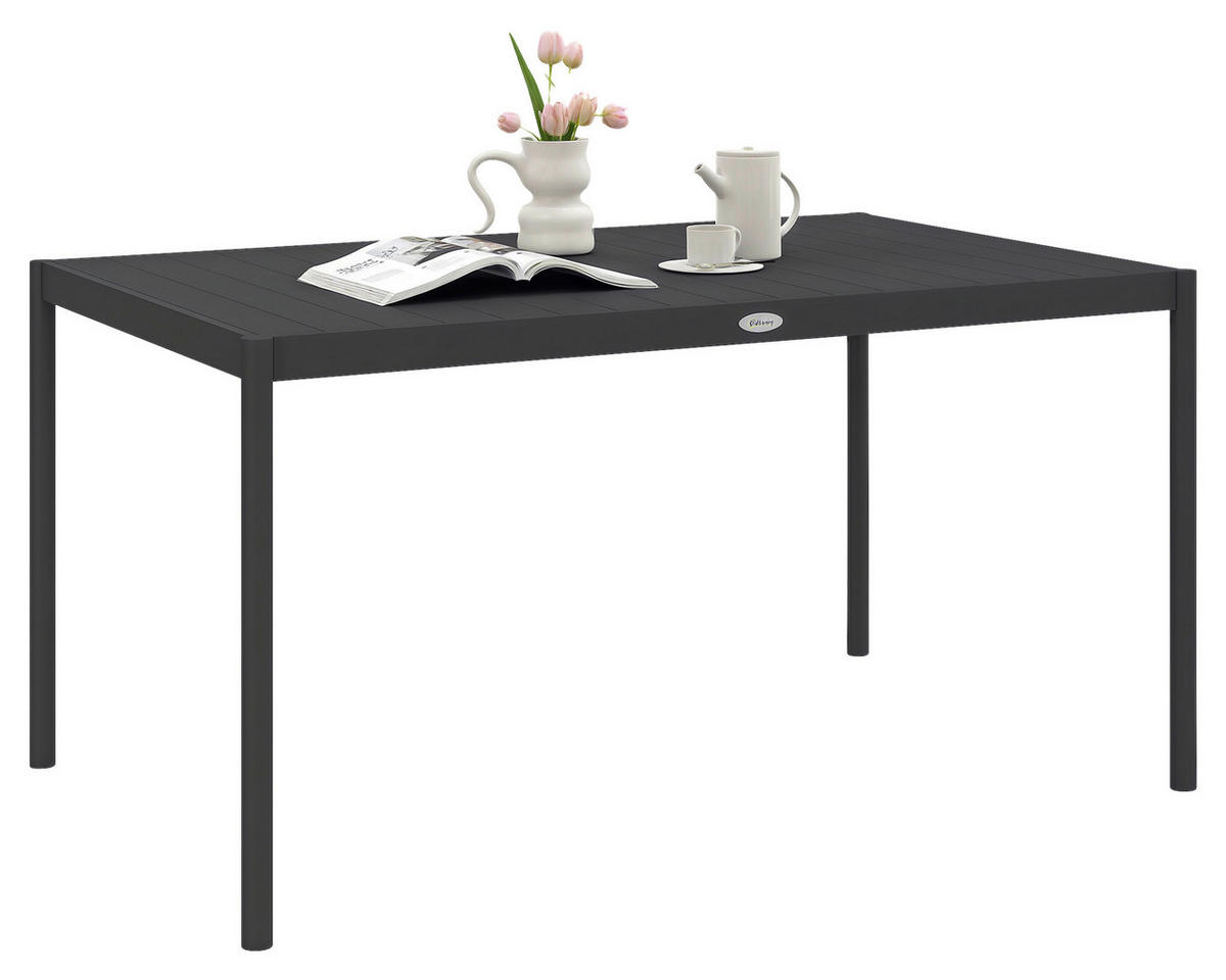 Outsunny Gartentisch dunkelgrau Aluminium B/H/L: ca. 90x74x145 cm Gartentisch - dunkelgrau (145,00/90,00/74,00cm) - Outsunny