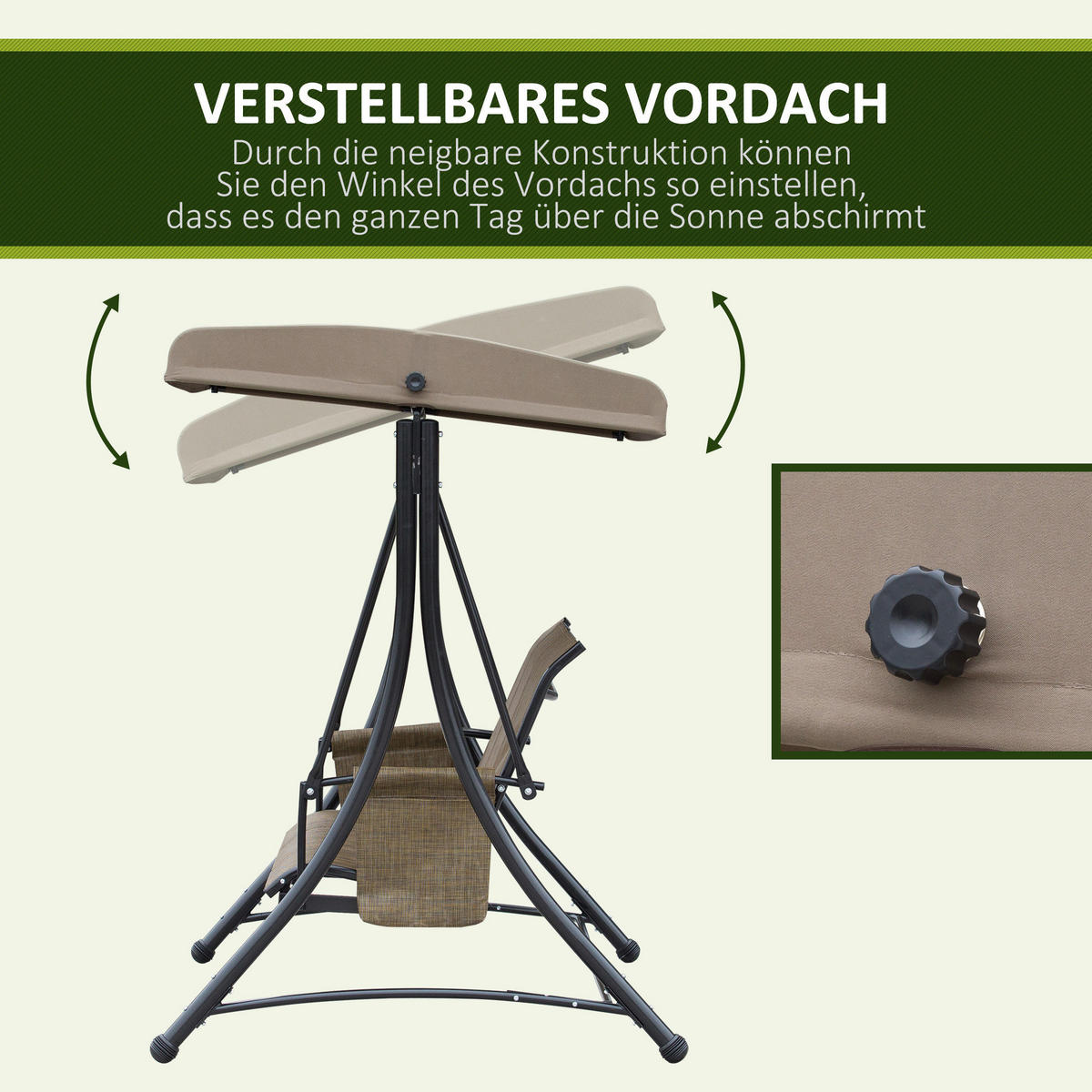 Outsunny Hollywoodschaukel braun Polyester B/H/L: ca. 128x172x196 cm Hollywoodschaukel - braun (196,00/128,00/172,00cm) - Outsunny