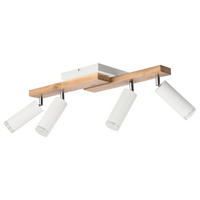 Lamkur Deckenleuchte weiß Holz B/H/L: ca. 20x23,5x64 cm 4 Brennstellen MATTE - weiß (64,00/20,00/23,50cm) - Lamkur