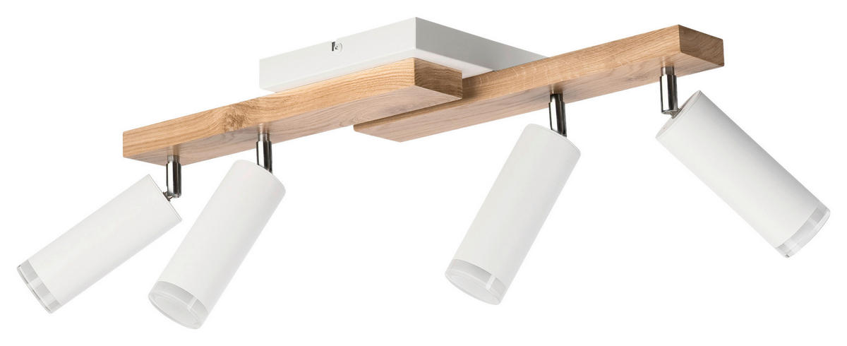 Lamkur Deckenleuchte weiß Holz B/H/L: ca. 20x23,5x64 cm 4 Brennstellen MATTE - weiß (64,00/20,00/23,50cm) - Lamkur
