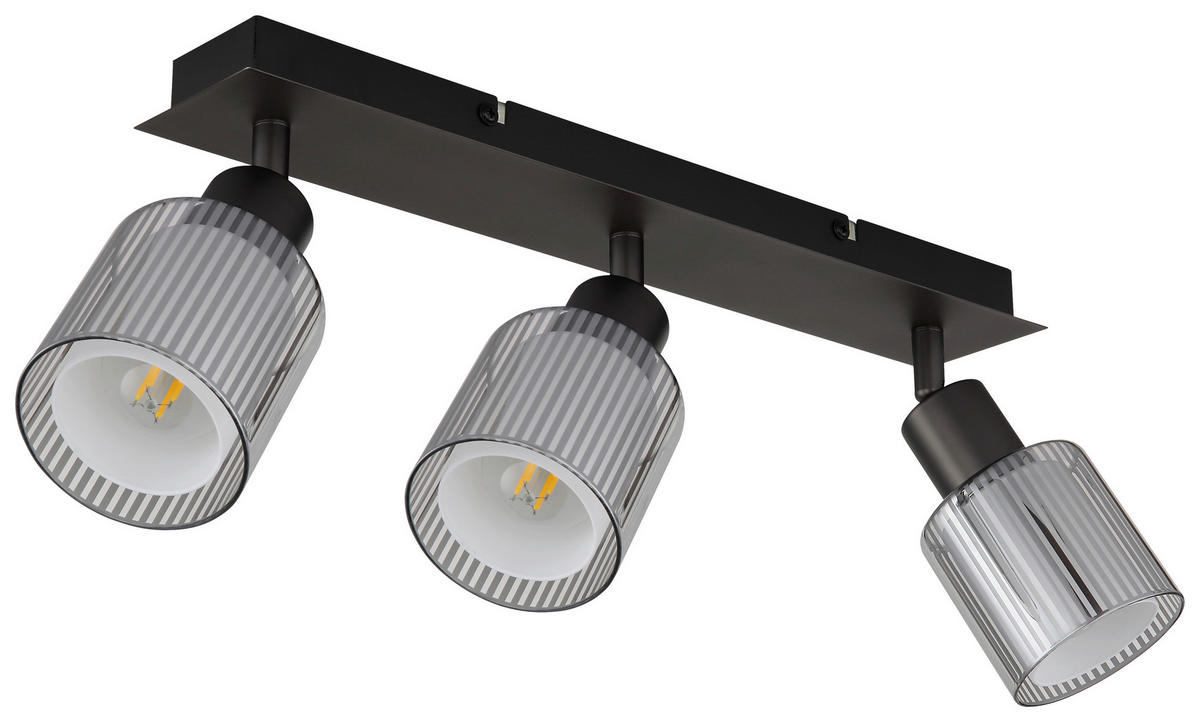 GLOBO Strahler schwarz Chrom Metall Glas B/H/L: ca. 11x41,5x17 cm E14 3 Brennstellen Strahler-Villegas - schwarz/Chrom (17,00/11,00/41,50cm) - GLOBO