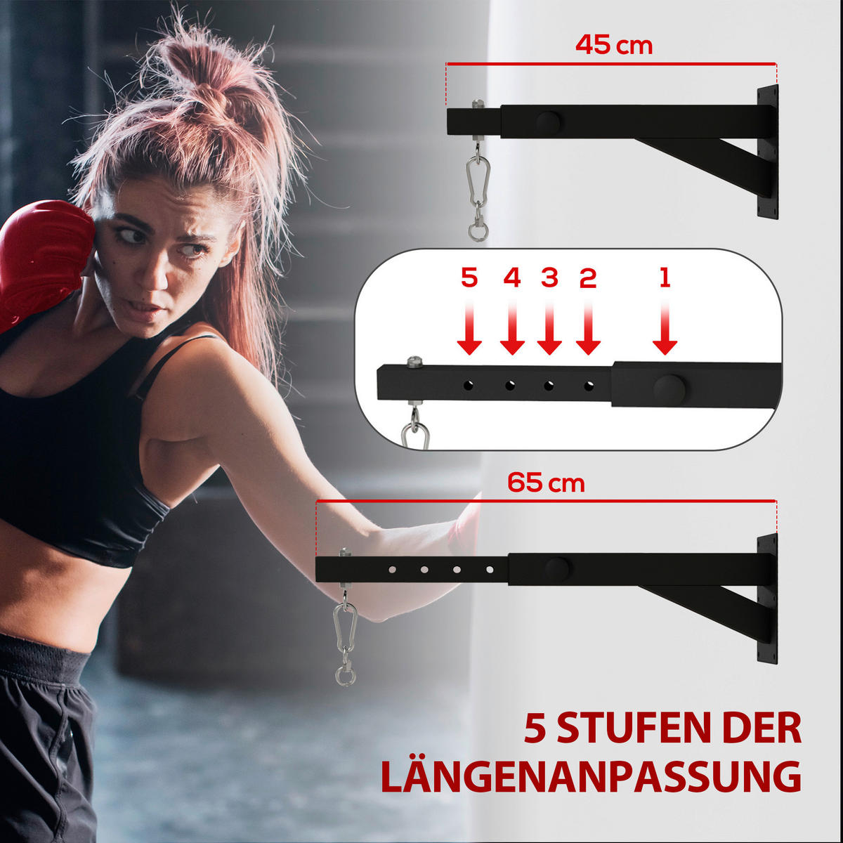 SPORTNOW Boxsack Wandhalterung schwarz Stahl B/H/L: ca. 12x20x65 cm Boxsack Wandhalterung - schwarz (65,00/12,00/20,00cm) - SPORTNOW