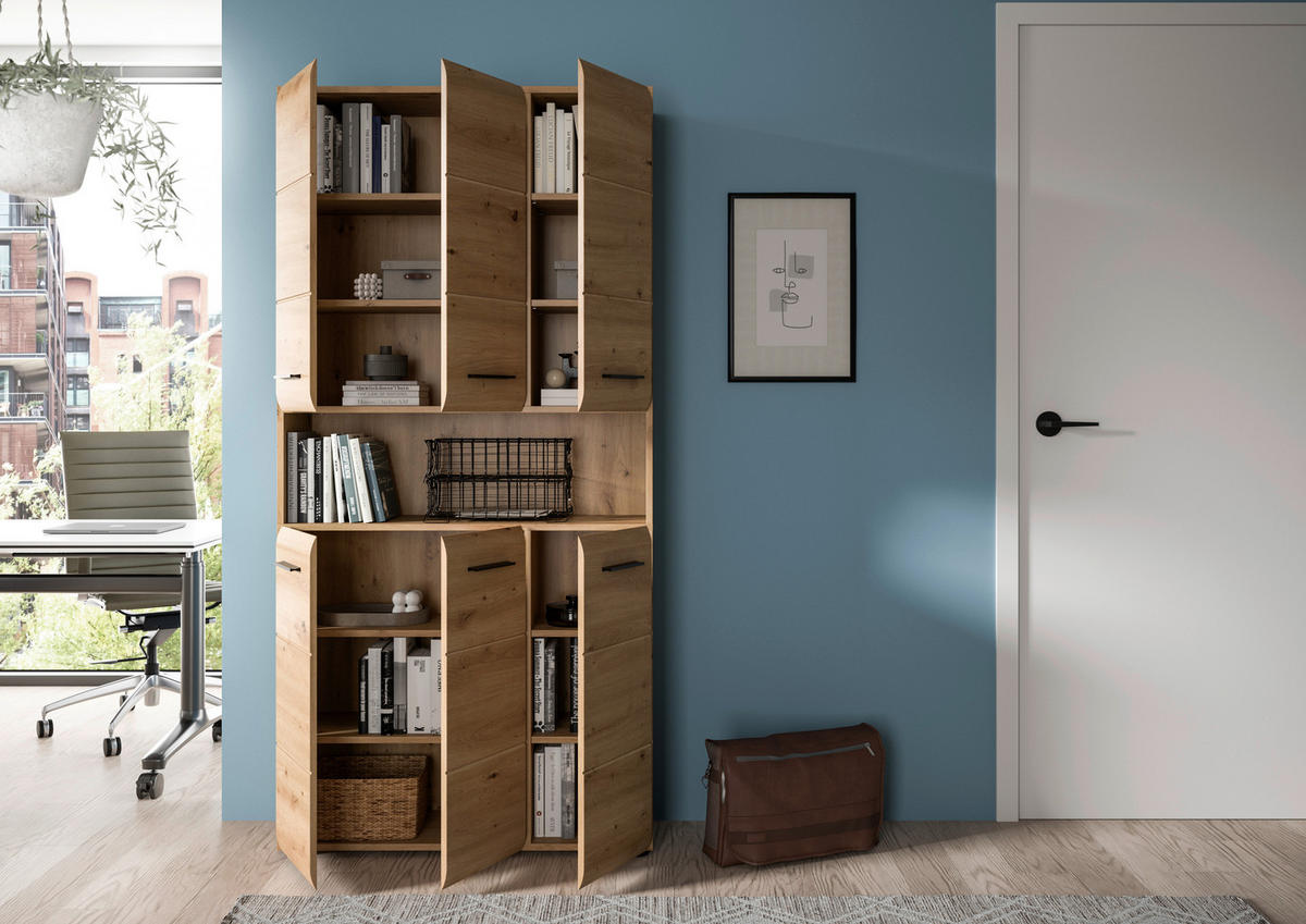 Mehrzweckschrank Ice Artisan Oak Nachbildung B/H/T: ca. 90x185x30 cm Ice - (90,00/185,00/30,00cm) - xonox.home